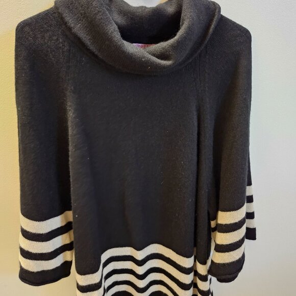 Calypso St. Barth Callee Stripe Cashmere Sweater Black Ivory Large L Tunic - Picture 1 of 13